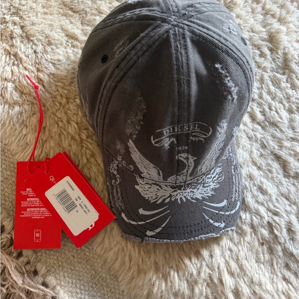 Diesel Black Cap with White Phoenix Design
